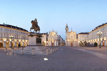 Turin, San Carlo square, Italy - obrazy, fototapety, plakaty