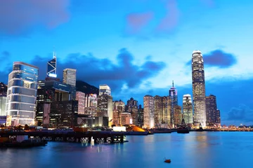 Poster Night scene of Hong Kong © leungchopan