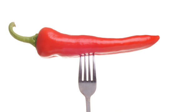 Red pepper on a fork © miles5