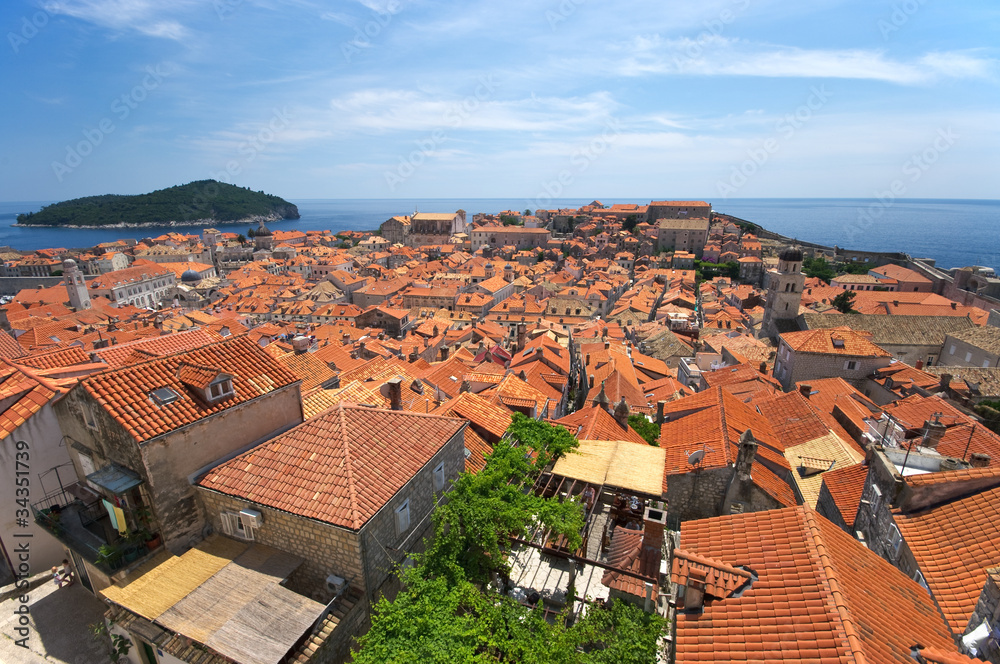 Sticker Cityscape of Dubrovnik, Croatia