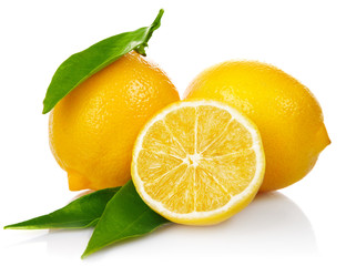 Naklejka na ściany i meble fresh lemons with cut and