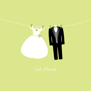 Hanging Bridal Couple Just Married Green