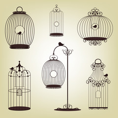 ensemble de cages à oiseaux vintage