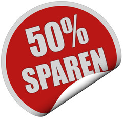 Sticker rot rund curl unten 50% SPAREN