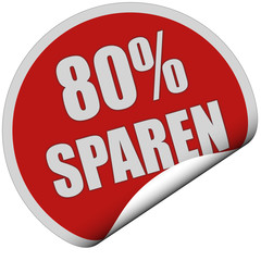 Sticker rot rund curl unten 80% SPAREN