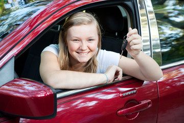 Beautiful Teen Girl with New Car