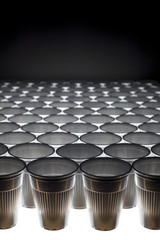 Plastic cups pattern, angular view