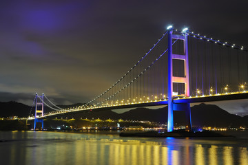 Fototapeta na wymiar Tsing Ma Bridge night view