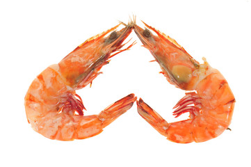 Cooked Prawns Arranged In An Inverted Heart Shape