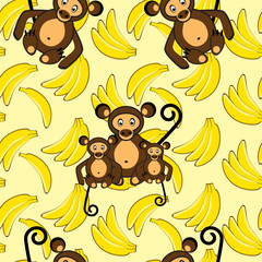 Monkey and banana seamless background
