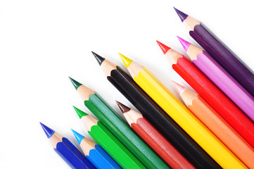 Color pencils in a row