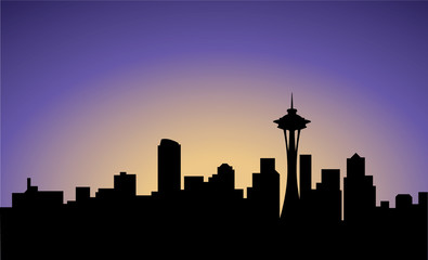 silhouette of Seattle city, USA, vector - 34362398
