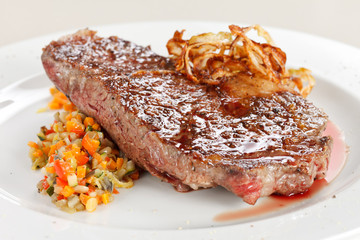 Grilled steak with  vegetables