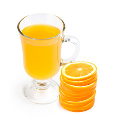 glass of juice and orange slices