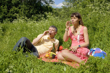 Fototapeta premium Picnic on grass