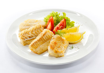 Fish dish - fried fish fillets and vegetables