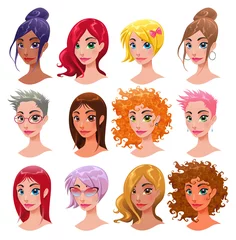 Tuinposter Women. Vector isolated characters: interchangeable elements © ddraw