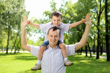 Fototapeta premium Father with his son in the park