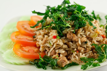stir fried pork whit basil