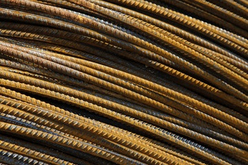 steel rebar in a construction site