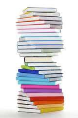 Spiral stack of rainbow colored books