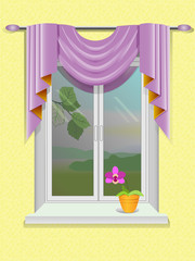 Lilac classical curtain lambrequin