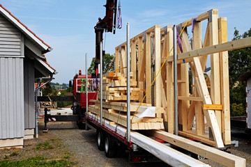 prefabricated framework on a truck