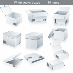 Set vector blank white boxes isolated on white
