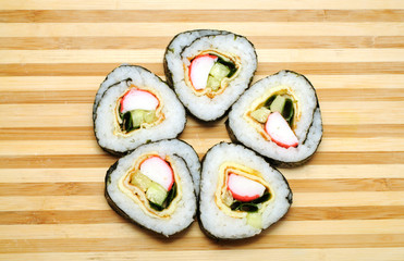 Japanese sushi with crabs