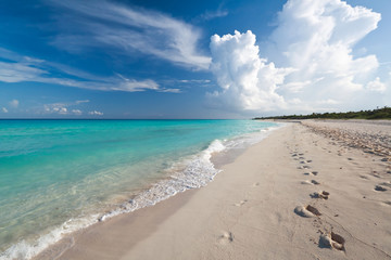 Idyllic beach of Caribbean Sea in Mexico