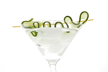 Luxurious cocktail with ice detail.