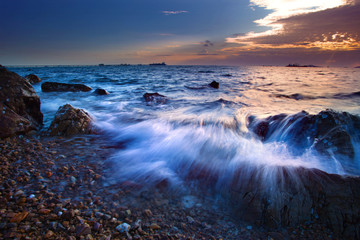 dusky time sea and sun set