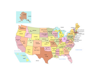 USA Map with names of States and Capital