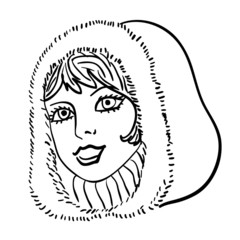 Hand-drawn fashion model. Vector illustration. Woman's face