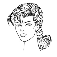 Hand-drawn fashion model. Vector illustration. Woman's face