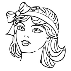 Hand-drawn fashion model. Vector illustration. Woman's face