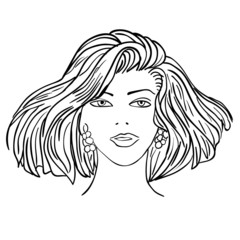 Hand-drawn fashion model. Vector illustration. Woman's face