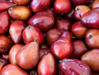 Red pears on display