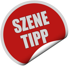 Sticker rot rund curl unten SZENE TIPP