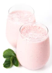 Papier Peint photo Milk-shake Strawberry milk cocktail on white background