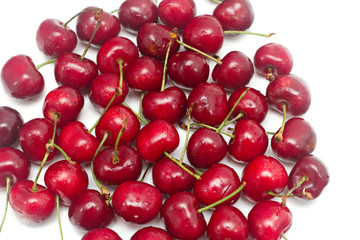 lots of fresh cherries isolated on white