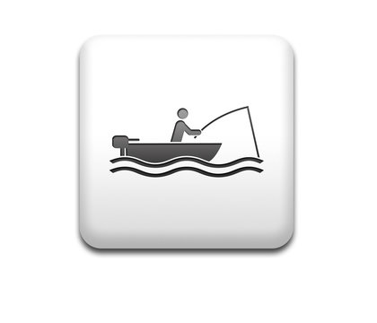 Boton cuadrado blanco pescador en barca
