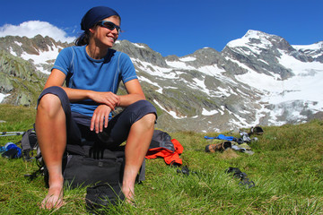 Young woman enjoying the Austrian Alps