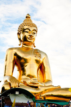 a big golden buddha in the north of thailand