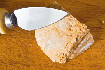 smoked ricotta with cheese knife