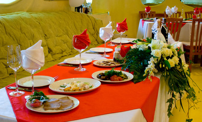 Table Served In The Restaurant
