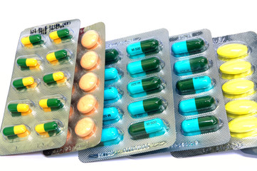 Packages of tablets, isolated on the white