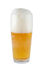 Beer in glass isolated on white background, clipping path.