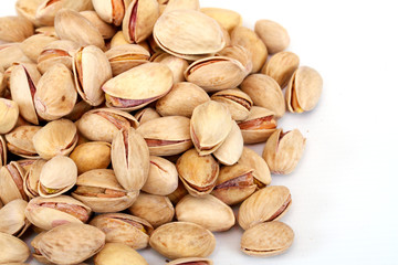 Close-up image of pistachios studio isolated on white background