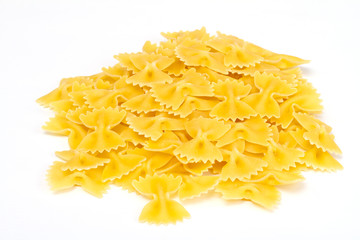 close up of a dried italian pasta on white background